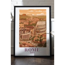 Duvarda Rome Siyah Ahşap Çerçeveli Poster, Dekoratif Seyahat Duvar Tablosu