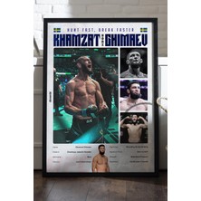Duvarda Khamzat Chimaev Ufc Siyah Ahşap Çerçeveli Poster, Dekoratif Dövüş Duvar Tablosu