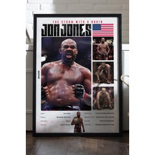 Duvarda Jon Jones Ufc Siyah Ahşap Çerçeveli Poster, Dekoratif Dövüş Duvar Tablosu