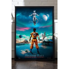 Duvarda Dragon Ball Siyah Ahşap Çerçeveli Poster, Anime Duvar Tablosu