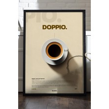 Duvarda Doppio Kahve Siyah Ahşap Çerçeveli Poster, Dekoratif Duvar Tablosu