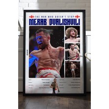 Duvarda Merab Dvalishvili Ufc Siyah Ahşap Çerçeveli Poster, Dekoratif Dövüş Duvar Tablosu