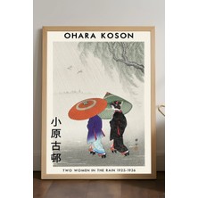 Duvarda Ohara Koson Doğal Ahşap Çerçeveli Poster, Dekoratif Sanatsal Duvar Tablosu