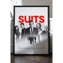 Duvarda Suits Siyah Ahşap Çerçeveli Poster, Dizi Duvar Tablosu