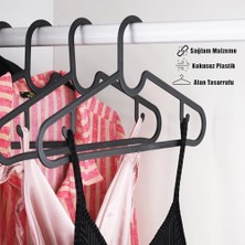 Yağmur Store Plastik Slim Askı, Elbise Askısı, Siyah Askı (Standart, Adet, 10)