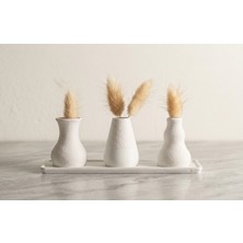 E3D Print Alb 3'lü Mini Vazo Seti 5 cm Dekoratif Vazo | Boho Ev Dekorasyonu | Masa Üstü Süs Vazosu
