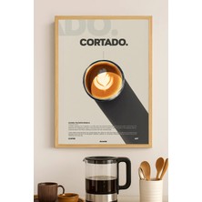 Duvarda Cortado Kahve Doğal Ahşap Çerçeveli Poster, Dekoratif Duvar Tablosu