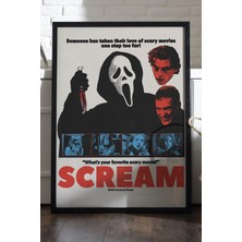 Duvarda Scream Siyah Ahşap Çerçeveli Poster, Film Duvar Tablosu