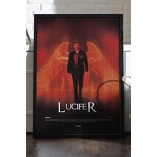 Duvarda Lucifer Siyah Ahşap Çerçeveli Poster, Dizi Duvar Tablosu