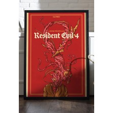 Duvarda Resident Evil Siyah Ahşap Çerçeveli Poster, Dekoratif Oyun Duvar Tablosu