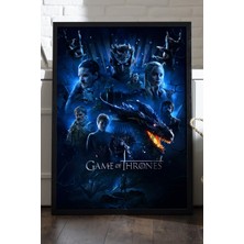 Duvarda Game Of Thrones Siyah Ahşap Çerçeveli Poster, Dizi Duvar Tablosu