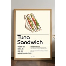 Duvarda Tuna Sandwich Ahşap Çerçeveli Poster, Dekoratif Mutfak Duvar Tablosu