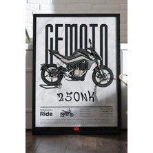 Duvarda Cfmoto 250 Nk Siyah Ahşap Çerçeveli Poster, Dekoratif Motosiklet Duvar Tablosu