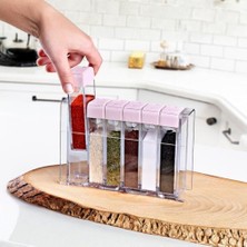 NY Home Standlı Baharatlık Seti Delikli Kapaklı Baharat Saklama Takımı Baharat Saklama Kapları Baharat Kutusu (Gri, 6'lı Set)