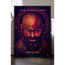 Duvarda God Of War Siyah Ahşap Çerçeveli Poster, Dekoratif Oyun Duvar Tablosu