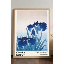 Duvarda Ohara Koson Doğal Ahşap Çerçeveli Poster, Dekoratif Sanatsal Duvar Tablosu