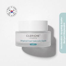 CLERICHE LONDON Advanced Dual Hyaluronic Krem 50ML - Çift Moleküllü Hyaluronik Asit + Niacinamide + Adenosine - Zengin Nemlendirici, Kırışıklık Karşıtı ve Bariyer Onarıcı Yüz Kremi - Made in Korea