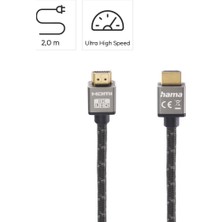 Hama Ultra High Speed HDMI Kablo, Metal Altın Uç, 8k,2m