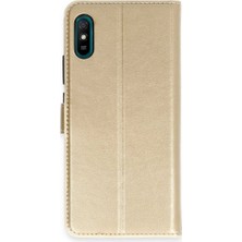 Mudanis Xiaomi Redmi 9A Kılıf Trend S Plus Kapaklı Kılıf - Gold