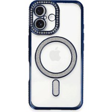 Mudanis Apple Iphone 16 Kılıf Joke Simli Magneticsafe Kılıf - Lacivert
