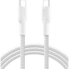 Belkin Eco Örgülü Usb-C - Usb-C Hızlı Şarj Kablosu (2 M, 240W, Beyaz, USB 2.0)