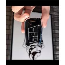 BigKey Volkswagen Passat B8 B8,5 Siyah  Gümüş Nano Kauçuk Araba Anahtar Kılıf Kumanda Kabı Kılıf