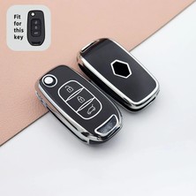 bigkey renault uyumlu megane 4 clio 3 buton  kumanda kılıfı siyah gümüş