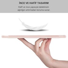 Apple iPad 10.9 Inç 2022 10. Nesil Uyumlu Smart Kılıf, Apple Pencil Kalemlikli, Trifold, Esnek, Mat, Darbeye Tam Dayanıklı Tablet Kılıfı (Pembe)