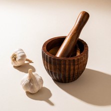 Empressco Doğal Ahşap Tırtıklı Havan Seti, 12X8CM, Şık ve Eğlenceli Dekorasyon