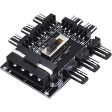 PX-4336 3 Pin Girişli 8 Port 3pinfan Çoklayıcı Kart, Ide Molex Güç Girişli Kasa Fan Splitter, Pc Bilgisayar Soğutma Sistemi Için 8’li Fan Çoğaltıcı, Düşük Yüksek Anahtarlı Fan Bağlantı Kartı