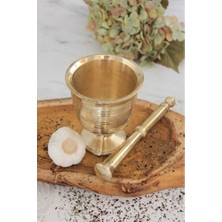 Empressco Büyük Boy Sarı Pirinç Havan Sarımsak Dövücü, 12 Cm, Kolay Kullanım
