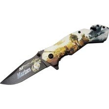 Colezium Mtech 4 23 2 Marines Kurtarma / Kamp Çakı 20CM - Yarı Otomatik, Kemerlikli, Cam Kırma ve Ip Kesme Aparatlı