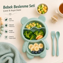 Bebek Beslenme Seti  Mama Tabağı Bölmeli Bebek Beslenme Seti Çatal Kaşık Dahil Bpa Içermez Sariva Home