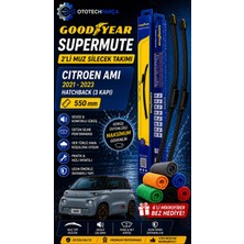 Goodyear Citroen Ami Supermute 2'li Muz Silecek Takımı 2021-2023 Hatchback (3 Kapı) (550MM)-6'LI Mikro Fiber Bez Hediye