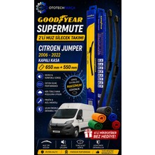 Goodyear Citroen Jumper Supermute 2'li Muz Silecek Takımı 2006-2022 Kapalı Kasa (650MM+550MM)-6'LI Mikro Fiber Bez Hediye