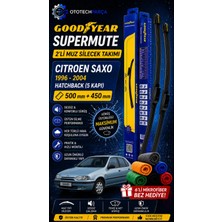 Goodyear Citroen Saxo Supermute 2'li Muz Silecek Takımı 1996-2004 Hatchback (5 Kapı) (500MM+450MM)-6'LI Mikro Fiber Bez Hediye