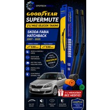 Goodyear Skoda Fabia Hatchback 2007-2025 Supermute 2'li Muz Silecek Takımı 530MM 530MM-6'LI Mikro Fiber Bez Hediye