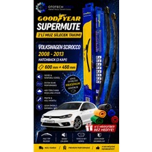 Goodyear Volkswagen Scirocco Supermute 2'li Muz Silecek Takımı 2008-2013 Hatchback (3 Kapı) (600MM+450)-6'LI Mikro Fiber Bez Hediye