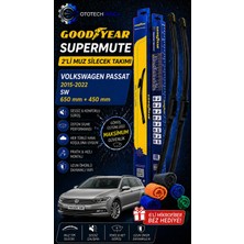Goodyear Volkswagen Passat Supermute 2'li Muz Silecek Takımı 2015-2022 Sw (650MM+450MM)-6'LI Mikro Fiber Bez Hediye