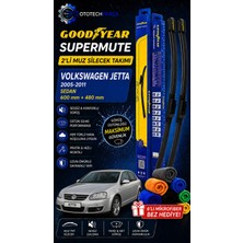 Goodyear Volkswagen Jetta Supermute 2'li Muz Silecek Takımı 2005-2011 Sedan (600MM+480MM)-6'LI Mikro Fiber Bez Hediye