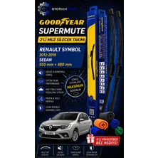 Goodyear Renault Symbol Supermute 2'li Muz Silecek Takımı 2012-2019 Sedan (550MM+480MM)-6'LI Mikro Fiber Bez Hediye