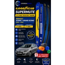 Goodyear Renault Scenic Grand Scenic 2004-2009 Supermute 2'li Muz Silecek Takımı 650MM 550MM-6'LI Mikro Fiber Bez Hediye