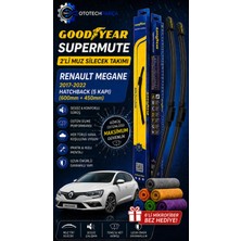 Goodyear Renault Megane Supermute 2'li Muz Silecek Takımı 2017-2022 Hatchback (5 Kapı) (600MM+450MM)-6'LI Mikro Fiber Bez Hediye
