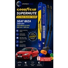 Goodyear Seat Ibiza Supermute 2'li Muz Silecek Takımı 2009-2011 Hatchback (5 Kapı) (600MM+400MM)-6'LI Mikro Fiber Bez Hediye