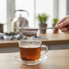 Zg Store Paslanmaz Çelik Çay Süzgeci – Ince Tel Örgü Bitki Çayı ve Türk Çayı Süzgeci, Ergonomik Saplı, 5 cm Filtre Çapı