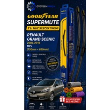 Goodyear Renault Grand Scenic Supermute 2'li Muz Silecek Takımı 2009-2016 Mpv (750MM+650MM)-6'LI Mikro Fiber Bez Hediye