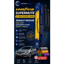 Goodyear Renault Megane Supermute 2'li Muz Silecek Takımı 2008-2016 Hatchback (5 Kapı) (600MM+400MM)-6'LI Mikro Fiber Bez Hediye