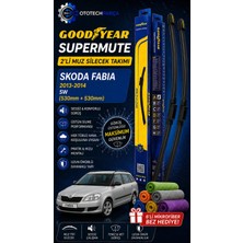 Goodyear Skoda Fabia Supermute 2'li Muz Silecek Takımı 2013-2014 Sw (530MM+530MM)-6'LI Mikro Fiber Bez Hediye