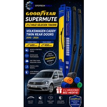 Goodyear Volkswagen Caddy Twin Rear Doors 2010-2025 Supermute 2'li Muz Silecek Takımı 600MM 450MM-6'LI Mikro Fiber Bez Hediye