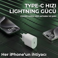 Zg Store Nodar 20W Usb-C To Lightning Pd Hızlı Şarj Seti | 1 Metre iPhone Şarj Kablosu Dahil | Dinamik Hızlı Şarj, Kısa Devre Korumalı | Beyaz
